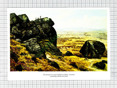 Ilkley Yorkshire Cow and Calf Rocks - c.1990s Cutting / Print