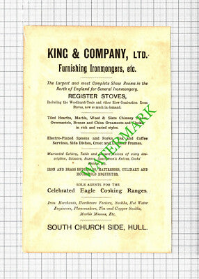 King & Company Ironmongers Hull / William Andrews & Co Printers - 1890s Cutting