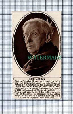 C4394) Lord Christopher Addison Polictician Obituary -  1951 Cutting
