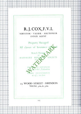 R J Cox Surveyor Swindon / Glasheen Pottinger /  Farrant & Wightman 1951 Cutting