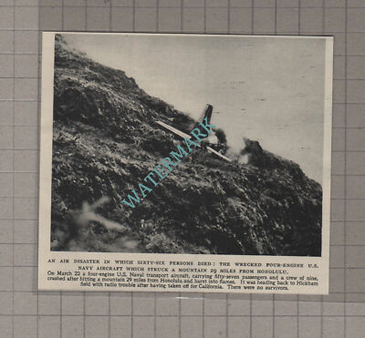 C3788) Honolulu Mountain Air Crash Hickham California US Navy Plane -1955 Clip