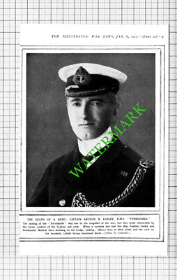 Captain Arthur N Loxley HMS FORMIDABLE World War One WW1 -  1915  Cutting