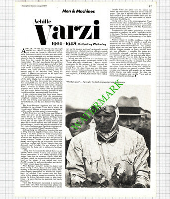 Achille Varzi Racing Driver  - 1977 Article