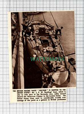 C5037) British Racing Yacht GULVAIN Mr JEW Rawlings - 1950 Clip