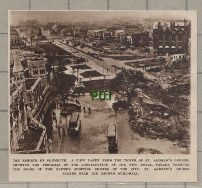 C1081) Rebuilding of Plymouth New Royal Parade After War - 1948 Cutting