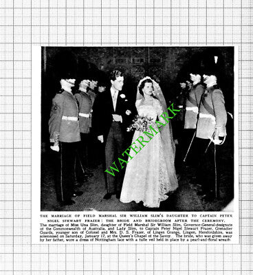 Sir William Slim Daughter Wedding Una Slim Peter Frazer Lingen - 1953 Cutting