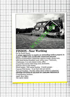 Findon Worthing Sussex  House Sale Advert - 1988 Cutting