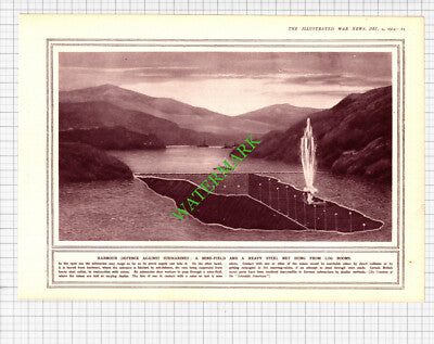 Harbour Defence Against Submarines World War One WW1  - 1914 Cutting/ Print