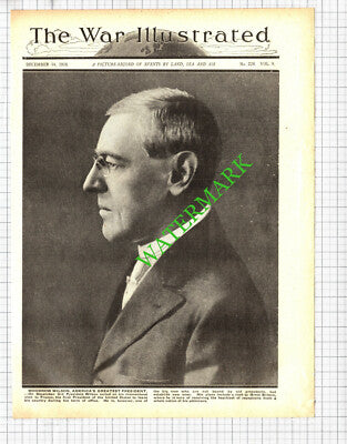 Woodrow Wilson President Of America - 1918 Cutting / Print