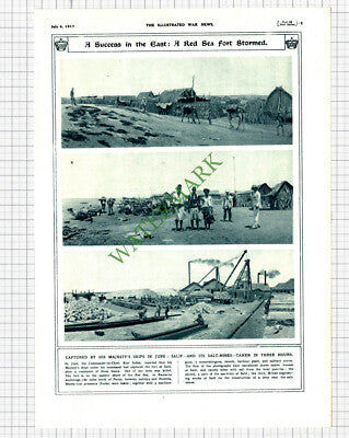 9950) SALIF Red Sea Fort Salt Mine World War One    - 1917 Cutting/ Print