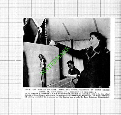 Christ Church School  Cosway St Marylebone Duchess of Kent - 1953 Small Cutting