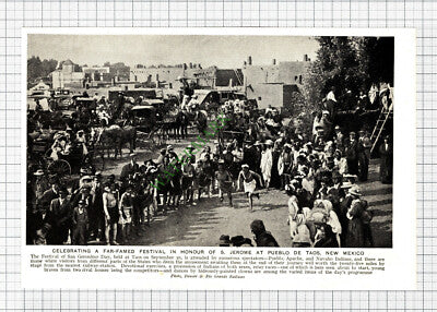 New Mexico Pueblo De Taos San Geronimo Day  - c.1920s Cutting / Print