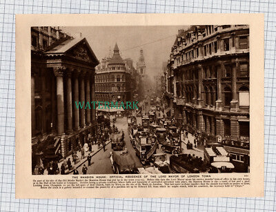(8719) The Mansion House London / Lombard Street  - c.1925 Print