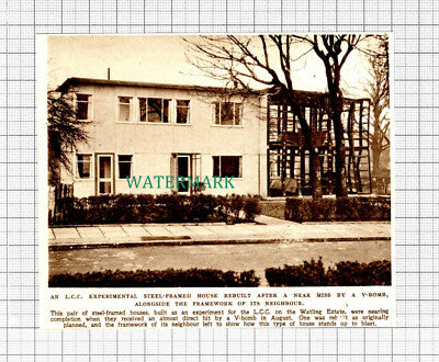 C5702) Watling Estate London Steel Framed Bomb Proof House LCC - 1945 Cutting