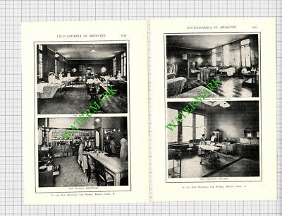 New Hospital For Women King's Cross London c. 1914 2-Part Cutting/  Book Prints
