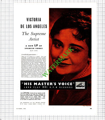 Victoria De Los Angeles HMV / The Vagabond King Henri Rene ADVERT - 1956 Cutting