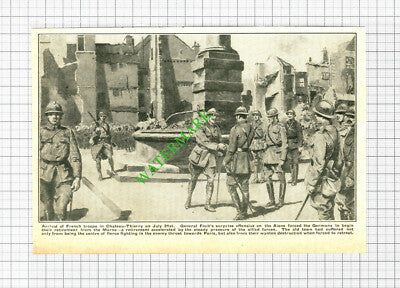Chateau-Thierry French Troops World War One WW1 - 1918 Cutting