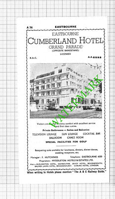 Chatsworth Hotel Eastbourne Basil Hornsby /  Cumberland  Advert - 1964 Cutting