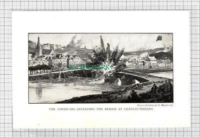 C3757) Americans Defending Bridge At Chateau Thierry - c.1920s Book Print