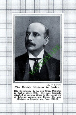 His Excellency C L des Graz Minister in Serbia - 1915 Cutting