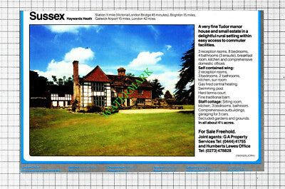 Haywards Heath Sussex Manor House / Limpsfield Chart Surrey Advert  1988 Cutting