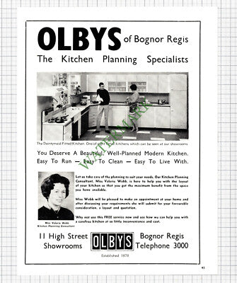 9330) Olbys Bognor Regis Kitchen Planners Valerie Webb Advert -  1965 Cutting