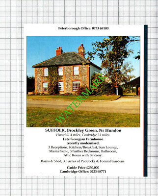 Brockley Green Hundon Suffolk House Sale Advert - 1991 Cutting