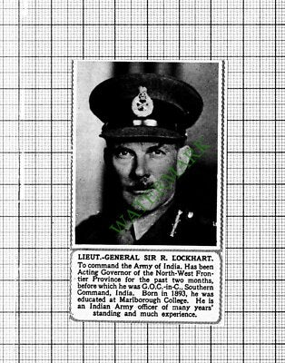 Lt Gen Sir R Lockhart Army Of India - 1947 SMALL Cutting