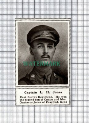 C5238) Captain L H Jones East Surrey Regiment Gustavus Crayford -1918 SMALL Clip