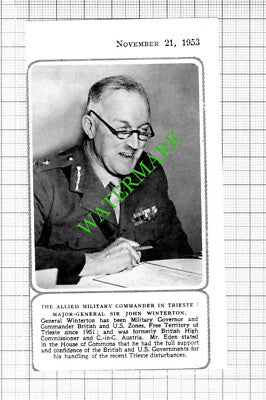 Major Gen Sir John Winterton - 1953 Small Cutting