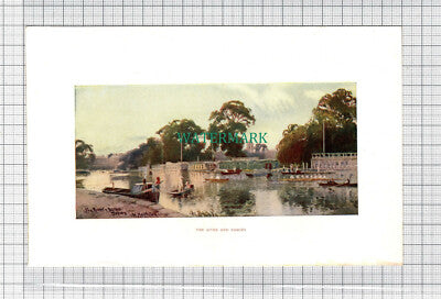C4084) OXFORD The River & Barges / The Summer Eights SMALL c.1900 Book Print