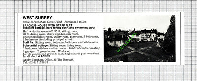 Frensham Great Pond Farnham Surrey House Sale Advert - 1980 Cutting