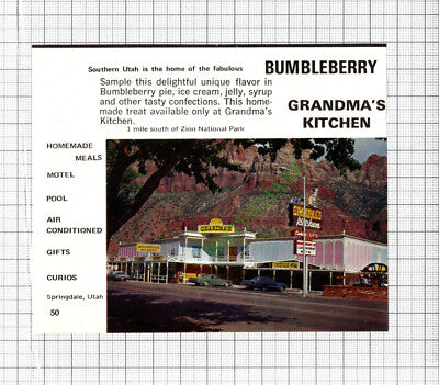 Grandma's Kitchen Springdale Utah Advert  -  c.1969 Small Cutting