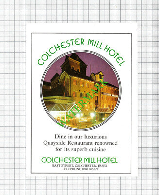 Colchester Mill Hotel Essex Small Advert  - 1990 Cutting
