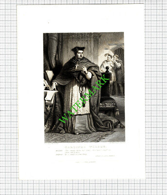 HENRY VIII Cardinal Wolsey William Shakespeare -  c.1880 Antique Print