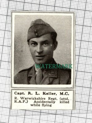 C3291) Capt R L Keller Warwickshire Regiment RAF - 1918 Clip SMALL!!