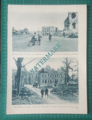 X738) Bourlon Village And Chateau France Damaged World War One - c.1919 Cutting