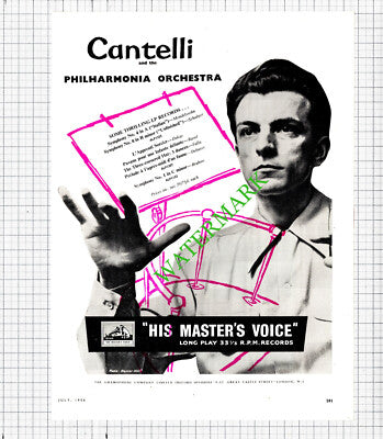 Cantelli Philharmonic Orchestra HMV Records Advert - 1956 Cutting