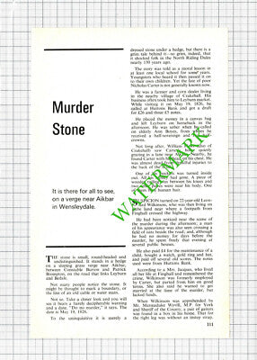 Aikbar Wensleydale Murder Stone Nicholas Carter Crakehall - 1976 Article