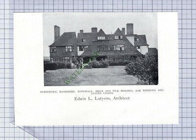 C5850) Berrydown Hampshire Edwin Lutyens - c.1906 Cutting