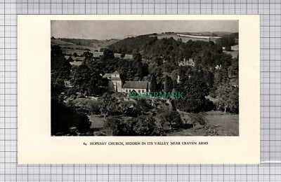 C5388) Broad Street Ludlow / Hopesay Church - 1938 Book Print