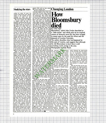 Bloomsbury London  - 1971 Article