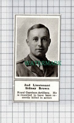 C5205) Sidney Brown Royal Garrison Artillery WW1 War - c.1918 SMALL Clip