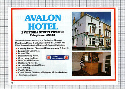 C7657) Avalon Hotel Southport Bill Johnson / Tudor Court Boothby  -1986 Advert