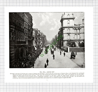 X87) Pall Mall London  / The Treasury Whitehall - c.1900 Book Print