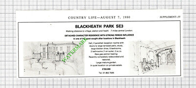 Blackheath Park London SE3  House Sale Advert  - 1980 Cutting