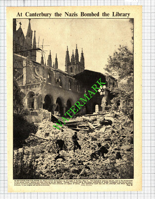 Canterbury Cathedral Air Raid World War Two WW2 - 1942 Cutting