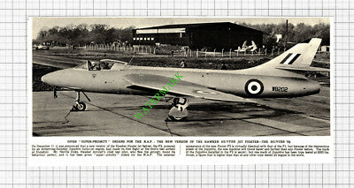 Hawker Hunter F2 Aeroplane - 1952 Cutting