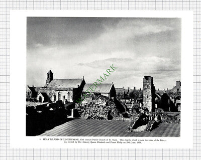 9316) Holy Island Of Lindisfarne  - 1958 Book Print
