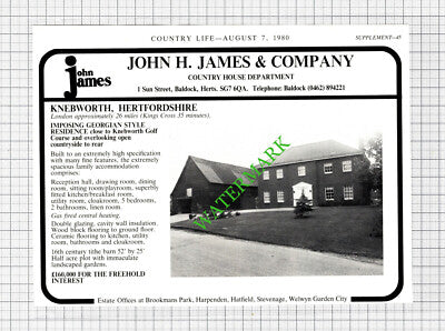 Knebworth Hertfordshire Golf Course House Sale Advert  - 1980 Cutting